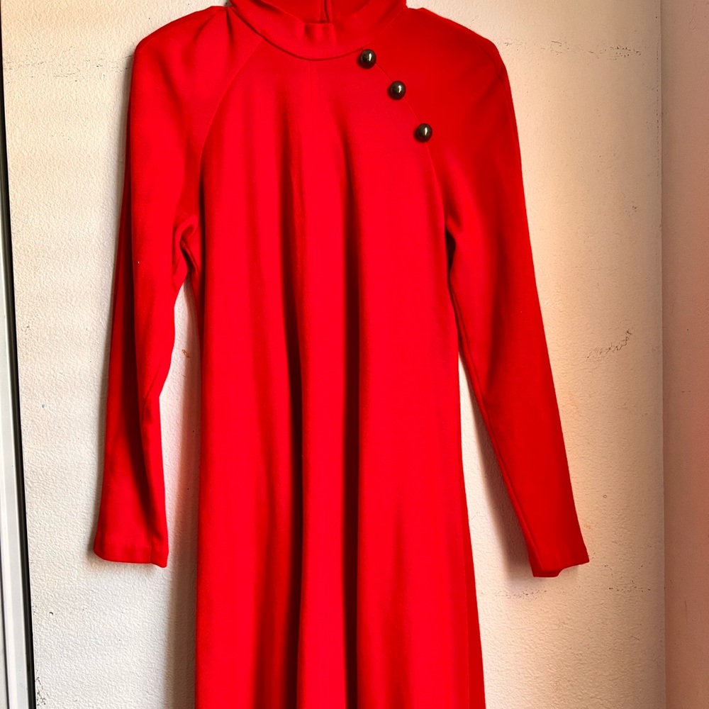Long sleeve Red Zip up Dress vintage